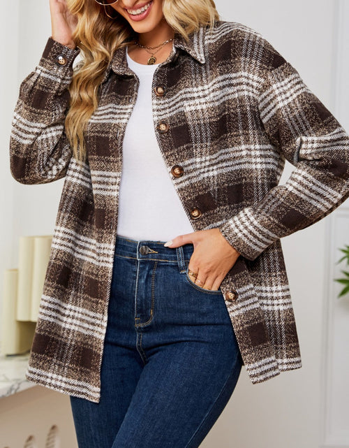 Load image into Gallery viewer, Plaid Collared Shirt Jacket
