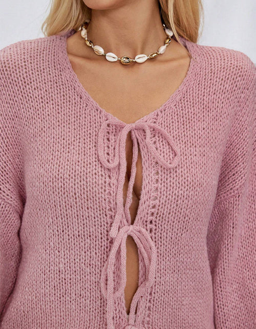 Load image into Gallery viewer, Tied Long Sleeve Dropped Shoulder Cardigan
