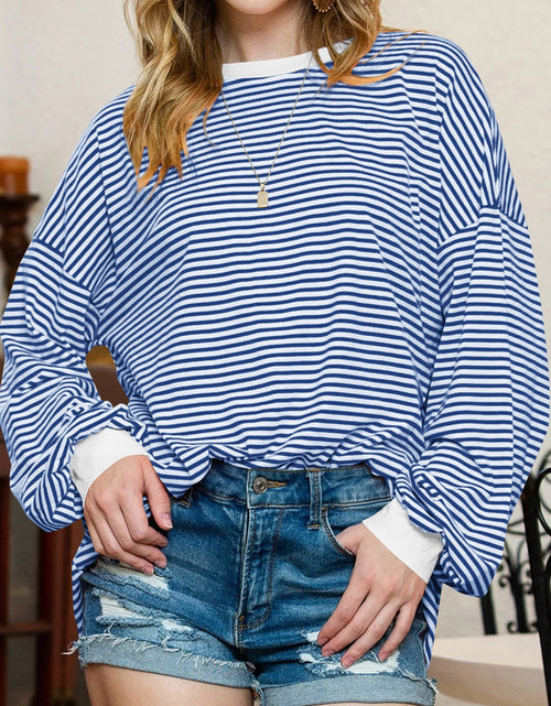 Load image into Gallery viewer, Contrast Striped Long Sleeve Sweatshirt

