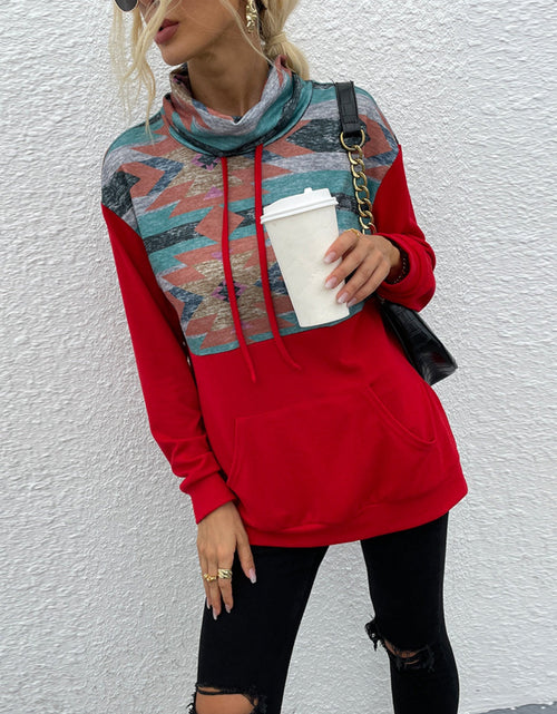 Load image into Gallery viewer, Shiny Geometric Drawstring Long-Sleeve Sweatshirt
