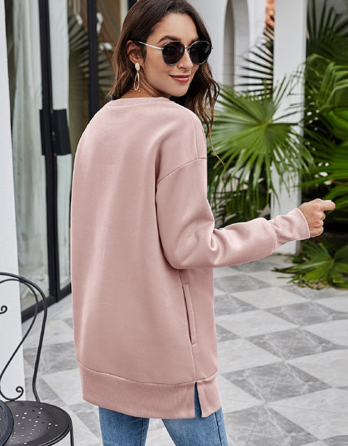 Load image into Gallery viewer, DON'T STOP BELIEVING Graphic Drop Shoulder Sweatshirt

