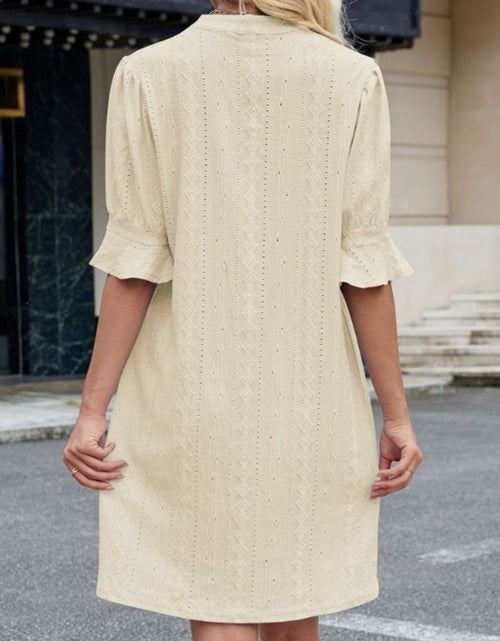 Load image into Gallery viewer, Eyelet Flounce Sleeve Mini Dress
