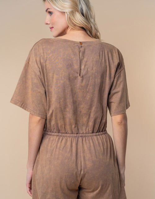 Load image into Gallery viewer, White Birch Full Size Short Sleeve Drawstring Romper
