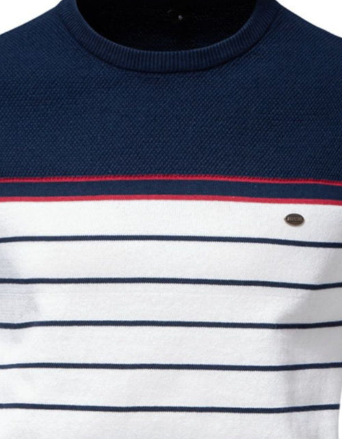 Load image into Gallery viewer, Men's Striped Round Neck Long Sleeve Sweater
