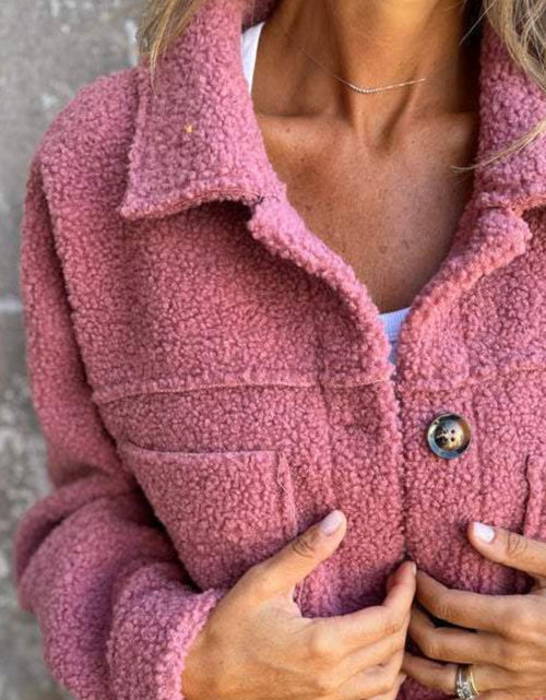 Load image into Gallery viewer, Full Size Fuzzy Button Up Drop Shoulder Jacket

