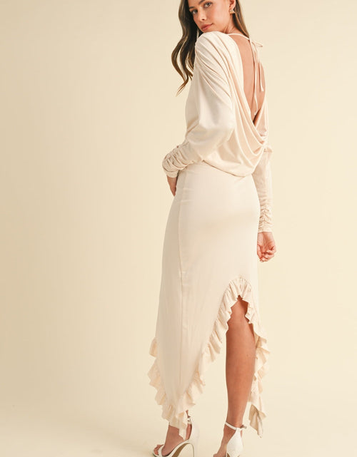 Load image into Gallery viewer, Mable Backless Asymmetric Ruffle Hem Dress
