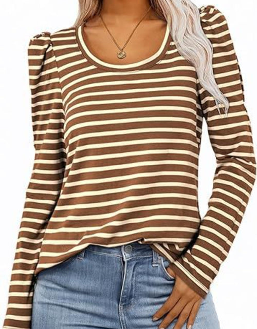 Load image into Gallery viewer, Striped Round Neck Long Sleeve T-Shirt
