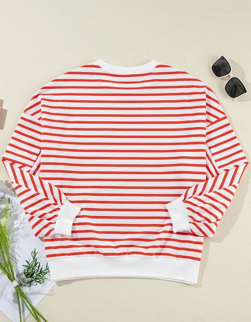 Load image into Gallery viewer, Striped Dropped Shoulder Long Sleeve Sweatshirt
