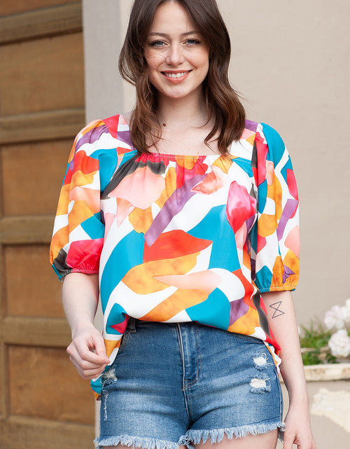 Load image into Gallery viewer, Printed Square Neck Half Sleeve Top
