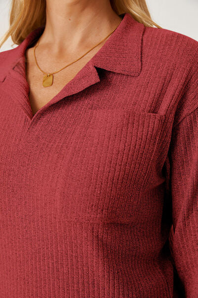 Load image into Gallery viewer, Collared Neck Dropped Shoulder T-Shirt
