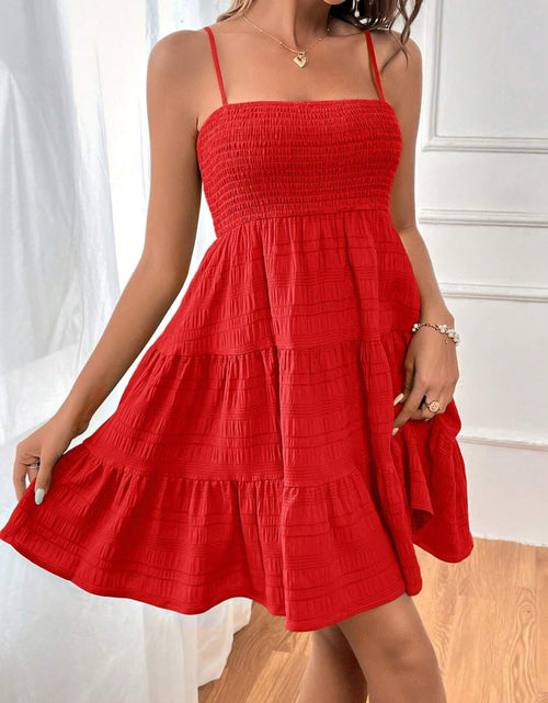 Load image into Gallery viewer, Smocked Tiered Sleeveless Mini Dress
