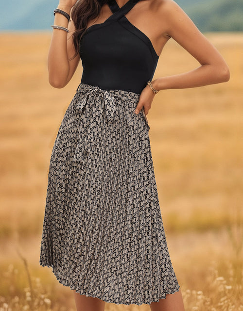 Load image into Gallery viewer, Perfee Crisscross Printed Halter Neck Dress
