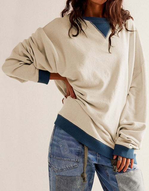 Load image into Gallery viewer, Contrast Dropped Shoulder Long Sleeve Sweatshirt

