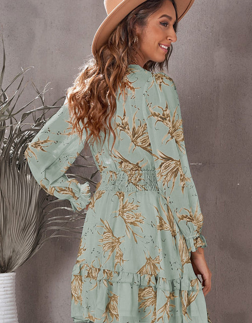 Load image into Gallery viewer, Floral Deep V Flounce Sleeve Mini Dress
