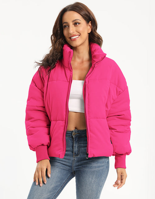 Load image into Gallery viewer, Zip Up Turtleneck Long Sleeve Puffer Jacket
