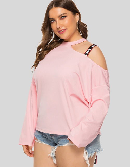 Load image into Gallery viewer, Plus Size Cold-Shoulder Round Neck Blouse

