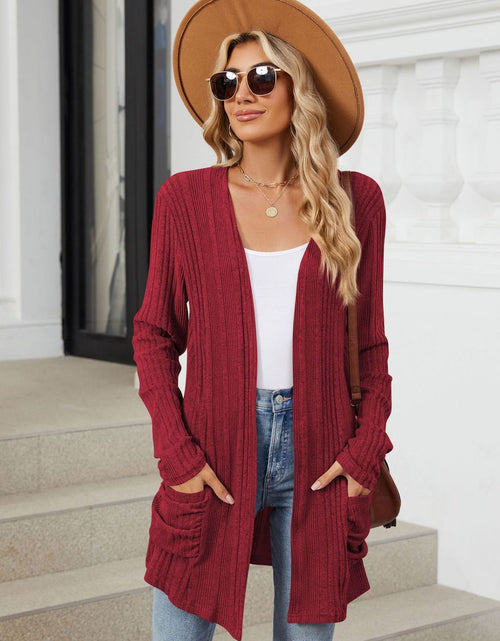Load image into Gallery viewer, Pocketed Open Front Long Sleeve Cardigan
