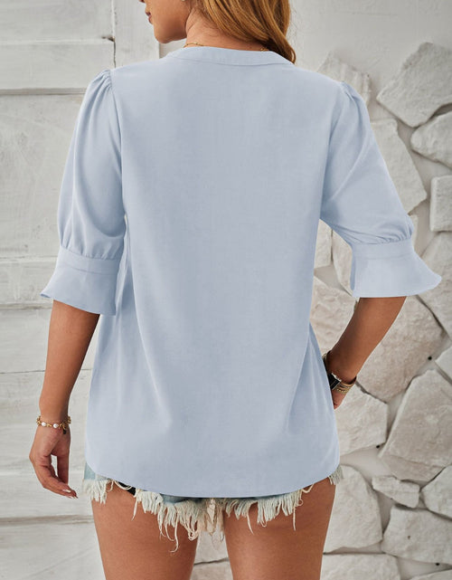 Load image into Gallery viewer, Notched Half Sleeve T-Shirt
