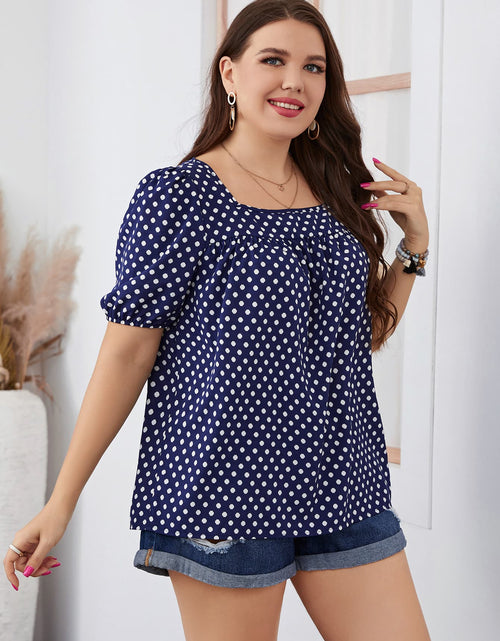 Load image into Gallery viewer, Honey Plus Size Polka Dot Square Neck Blouse
