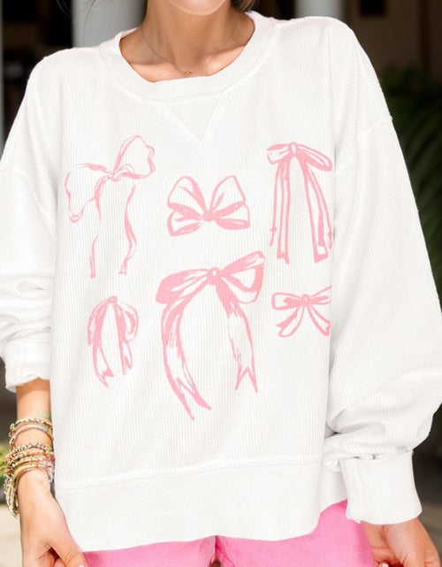 Load image into Gallery viewer, Bow Round Neck Long Sleeve Sweatshirt
