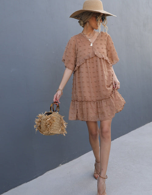 Load image into Gallery viewer, Swiss Dot V-Neck Flutter Sleeve Mini Dress
