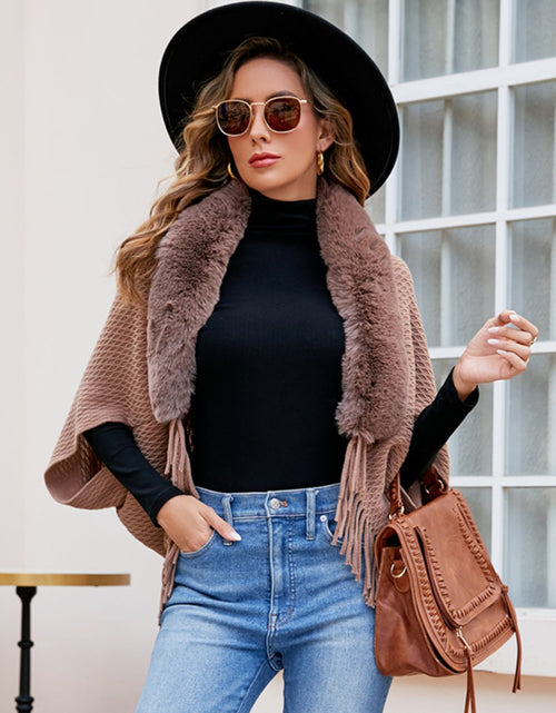 Load image into Gallery viewer, Open Front Fringe Hem Poncho

