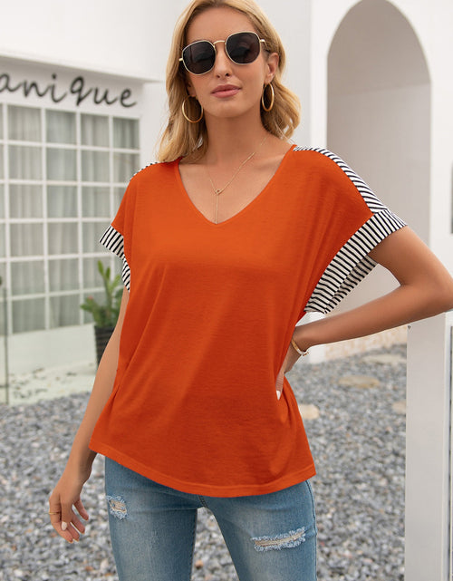 Load image into Gallery viewer, Ivy Lane Striped V-Neck Short Sleeve T-Shirt
