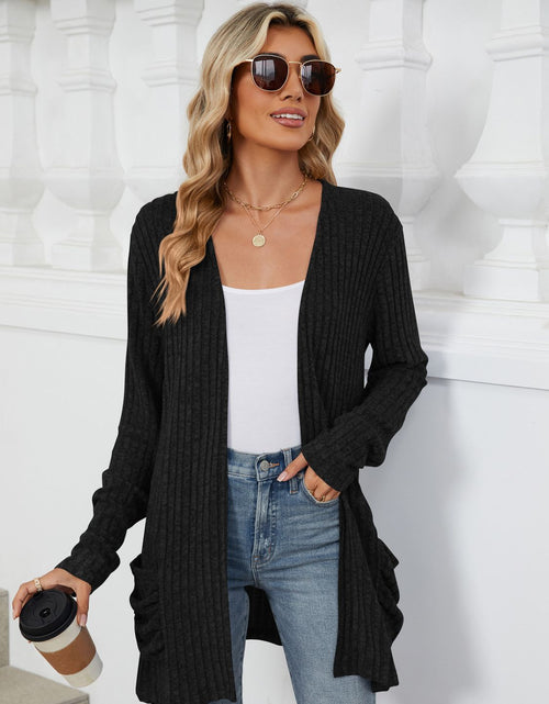 Load image into Gallery viewer, Pocketed Open Front Long Sleeve Cardigan
