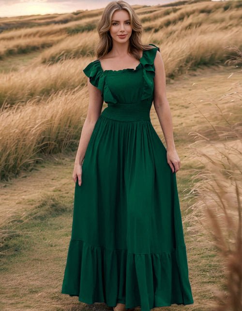 Load image into Gallery viewer, Ruffled Smocked Square Neck Maxi Dress
