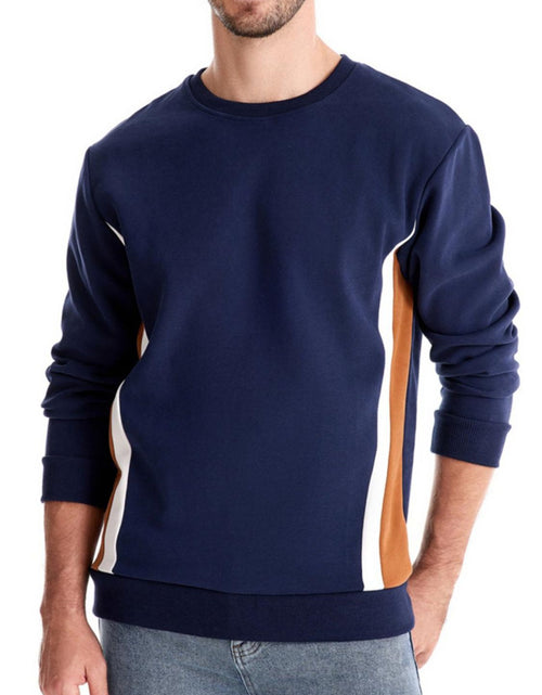 Load image into Gallery viewer, Men's Side Striped Contrast Round Neck Sweatshirt
