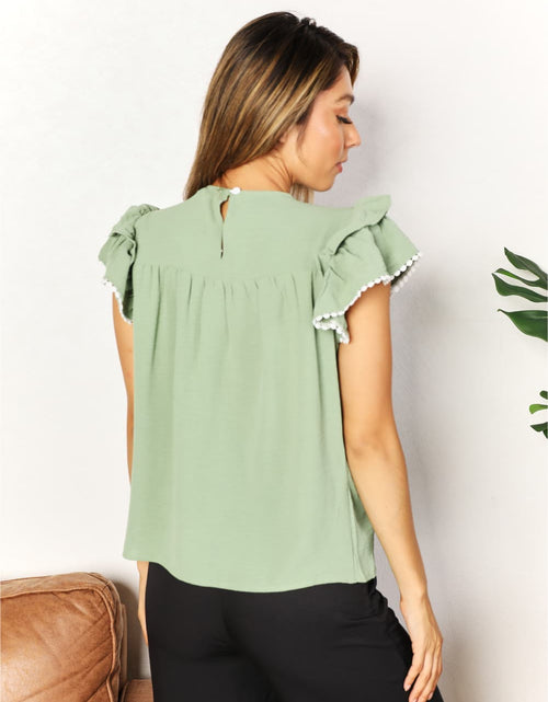Load image into Gallery viewer, Perfee Pleated Detail Flutter Sleeve Blouse
