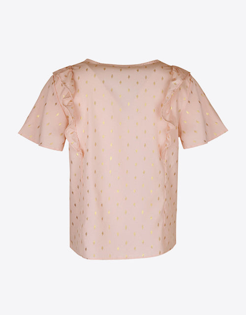 Load image into Gallery viewer, Perfee Printed Ruffle Trim Pleated Detail Blouse
