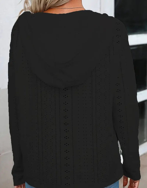 Load image into Gallery viewer, Drawstring Eyelet Long Sleeve Hoodie
