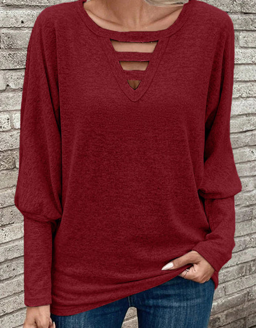 Load image into Gallery viewer, Cutout Round Neck Long Sleeve T-Shirt
