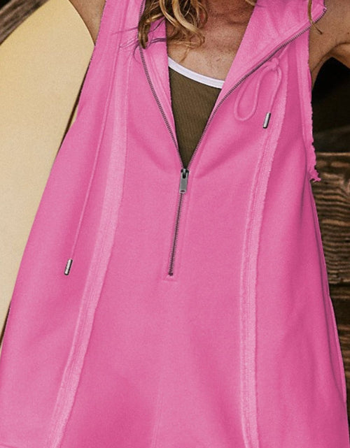 Load image into Gallery viewer, Half Zipped Hooded Sleeveless Romper
