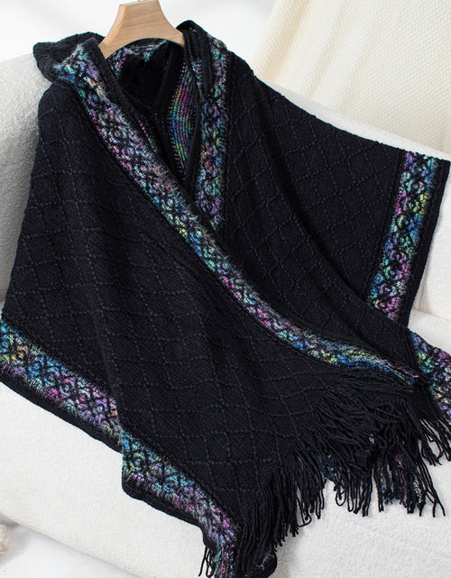 Load image into Gallery viewer, Fringe Half Sleeve Hooded Poncho
