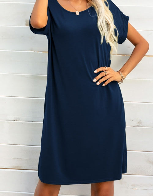 Load image into Gallery viewer, Scoop Neck Short Sleeve Pocket Dress
