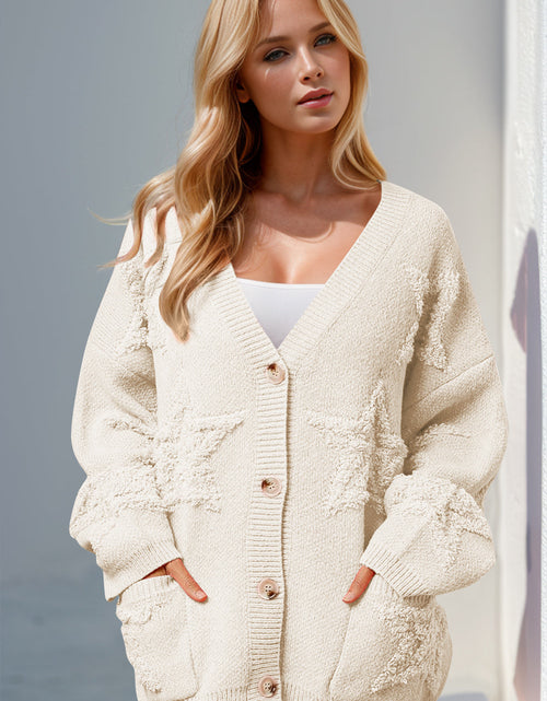 Load image into Gallery viewer, Double Take Full Size Button Up Star Pattern Cardigan
