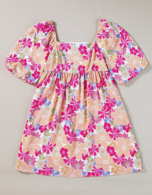 Load image into Gallery viewer, Printed Square Neck Half Sleeve Mini Dress
