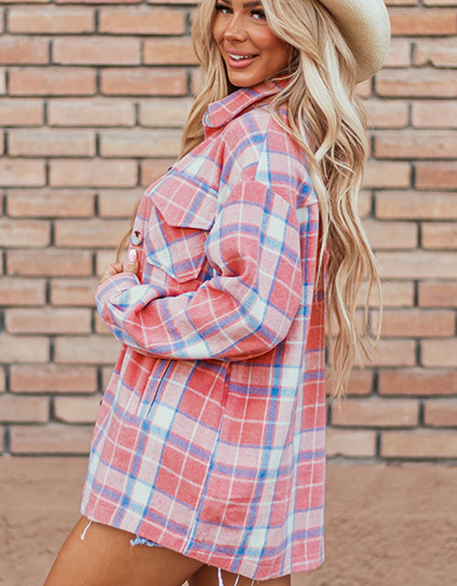 Load image into Gallery viewer, Plaid Button Up Long Sleeve Shacket
