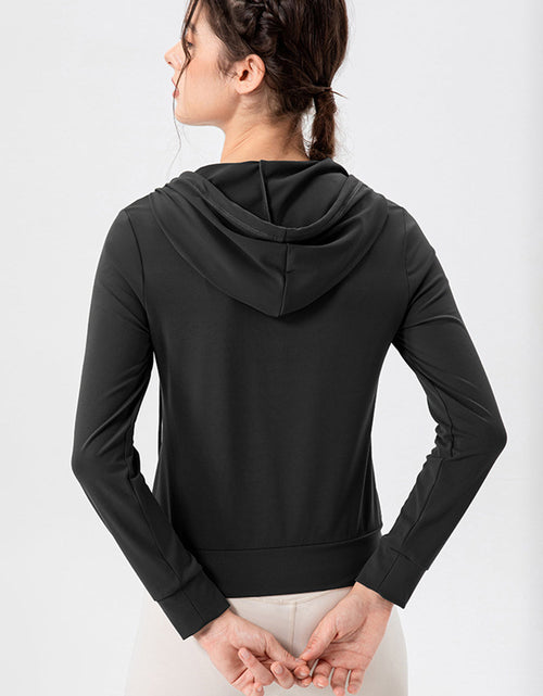 Load image into Gallery viewer, Drawstring Zip Up Hooded Active Outerwear
