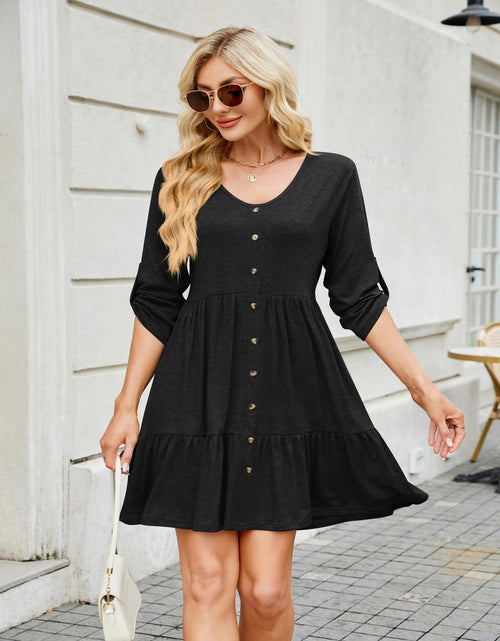 Load image into Gallery viewer, Tiered Ruched V-Neck Mini Dress
