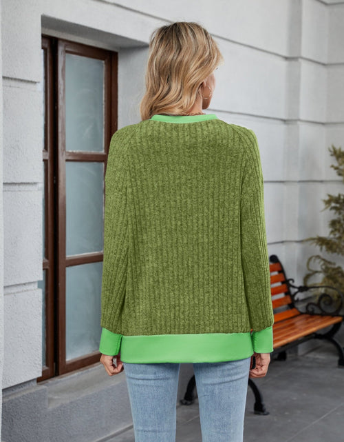 Load image into Gallery viewer, Contrast Trim Round Neck Long Sleeve T-Shirt
