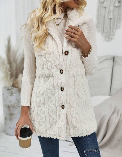 Load image into Gallery viewer, Fuzzy Button Up Vest Coat
