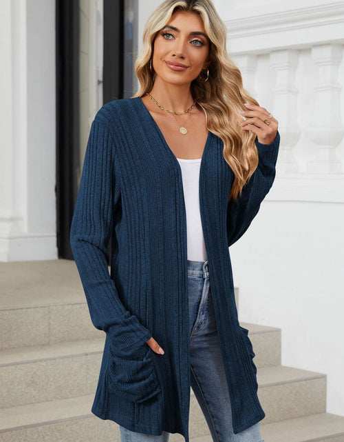 Load image into Gallery viewer, Pocketed Open Front Long Sleeve Cardigan
