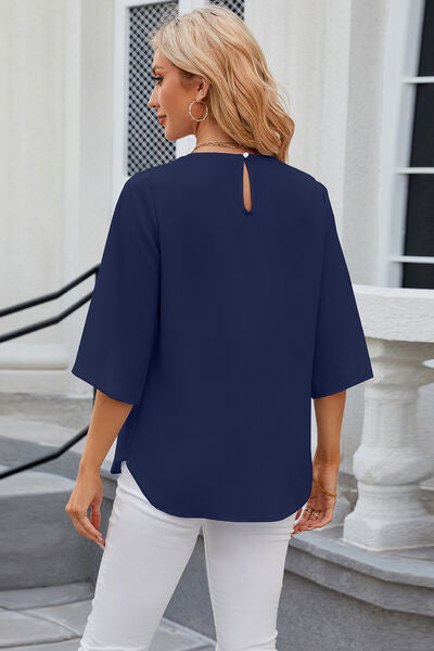 Load image into Gallery viewer, Round Neck Slit Half Sleeve Top
