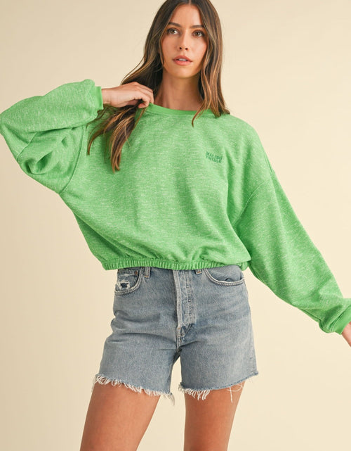 Load image into Gallery viewer, Mable Round Neck Letter Embroidery Crop Sweatshirt

