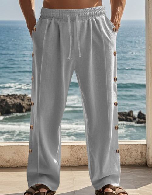 Load image into Gallery viewer, Men's Full Size Side Button Wide Leg Pants Plus Size
