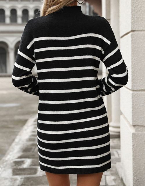 Load image into Gallery viewer, Striped Mock Neck Long Sleeve Mini Dress
