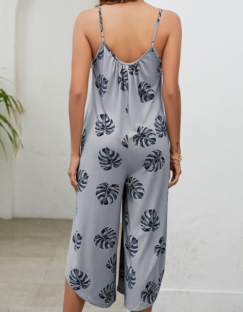 Load image into Gallery viewer, Botanical Print Spaghetti Strap Scoop Neck Jumpsuit
